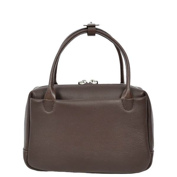 House Of Leather Womens Real Leather Handbag Small Top-Handle Style Beatrice Brown