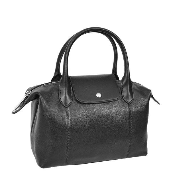 House Of Leather Womens Real Leather Handbag Small Top-Handle Tote Style Quinn Black