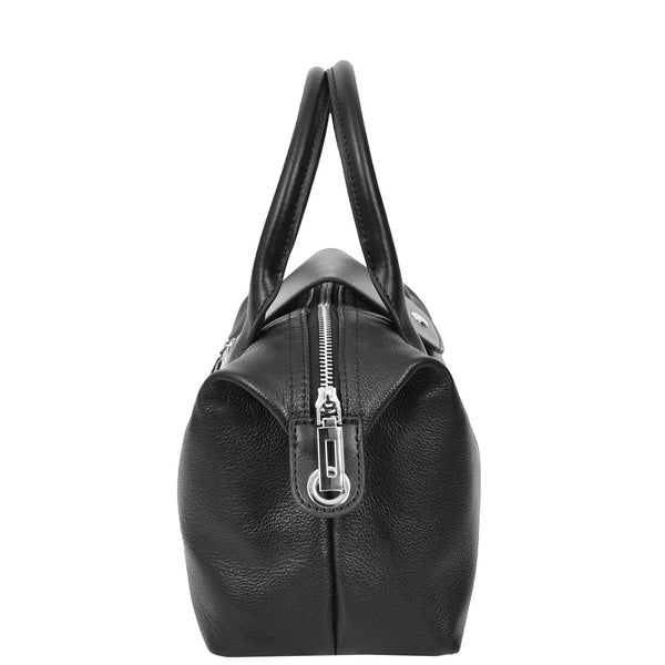 House Of Leather Womens Real Leather Handbag Small Top-Handle Tote Style Quinn Black