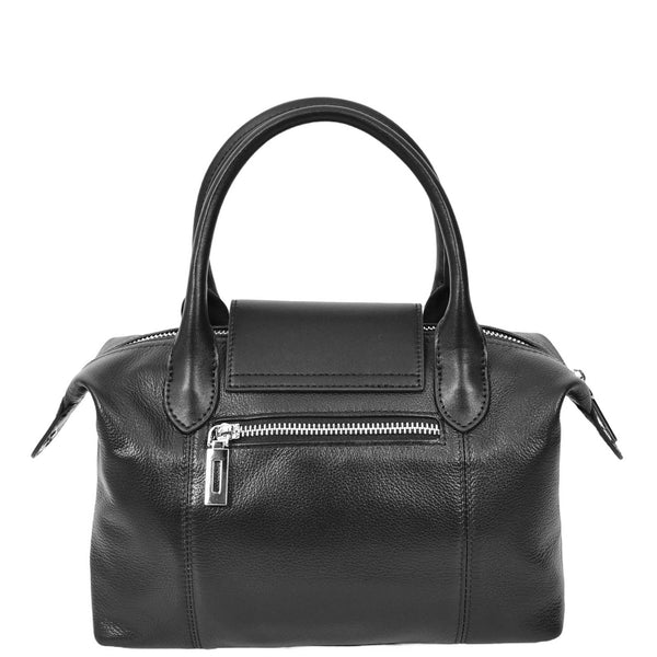 House Of Leather Womens Real Leather Handbag Small Top-Handle Tote Style Quinn Black