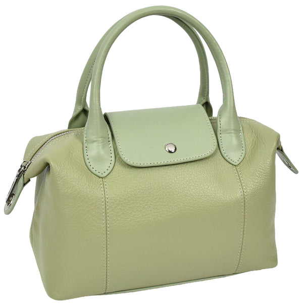 House Of Leather Womens Real Leather Handbag Small Top-Handle Tote Style Quinn Mint Green