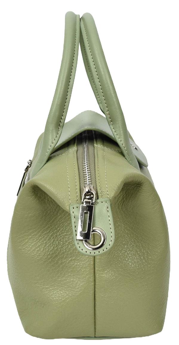 House Of Leather Womens Real Leather Handbag Small Top-Handle Tote Style Quinn Mint Green