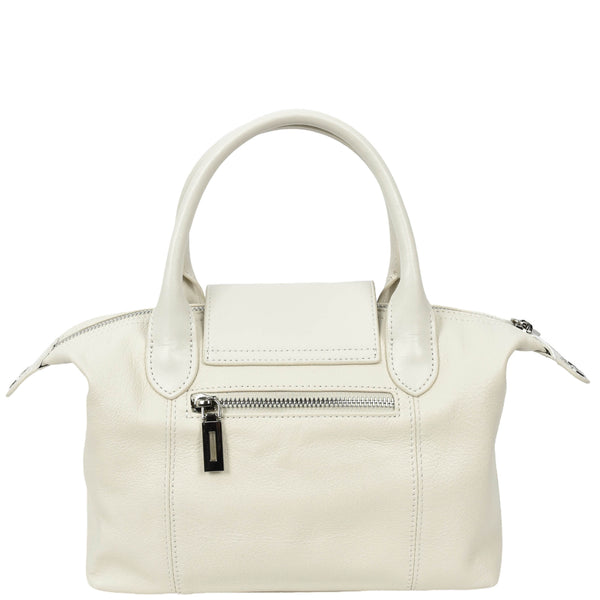 House Of Leather Womens Real Leather Handbag Small Top-Handle Tote Style Quinn White