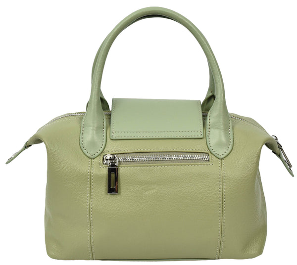 House Of Leather Womens Real Leather Handbag Small Top-Handle Tote Style Quinn Mint Green