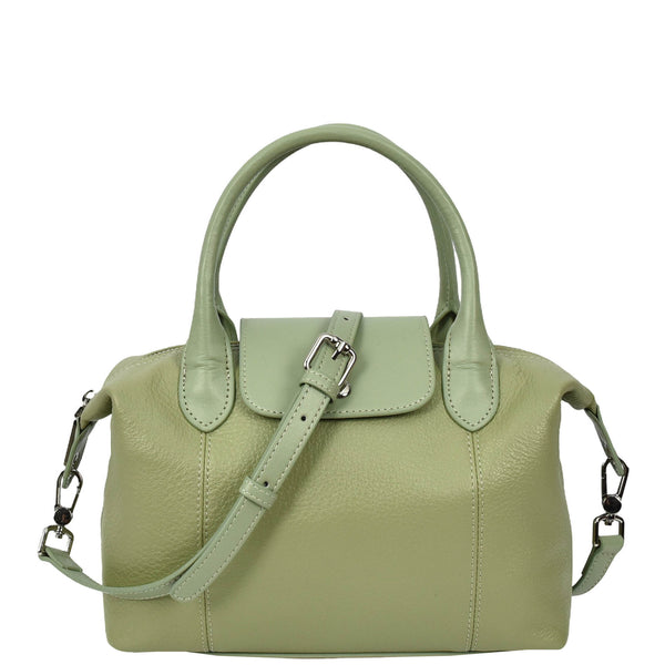house of leather Womens Real Leather Handbag Small Top-Handle Tote Style Quinn Mint Green