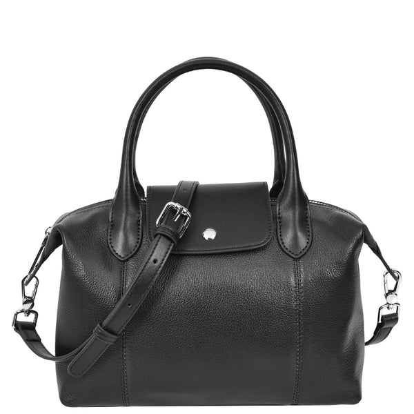 house of leather Womens Real Leather Handbag Small Top-Handle Tote Style Quinn Black