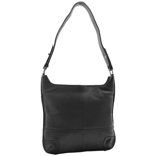 house of leather Womens Real Leather Hobo Shoulder Handbag HOL842 Black