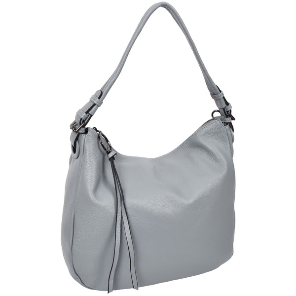 House Of Leather Womens Real Leather Hobo Style Handbag Diana Blue