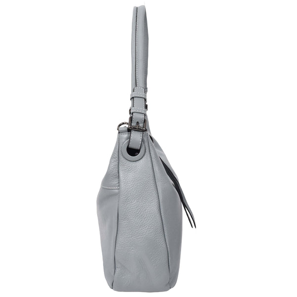 House Of Leather Womens Real Leather Hobo Style Handbag Diana Blue