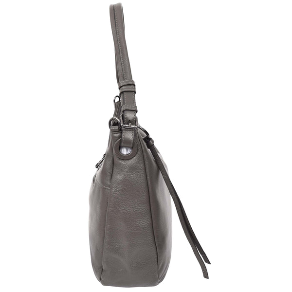 House Of Leather Womens Real Leather Hobo Style Handbag Diana Grey