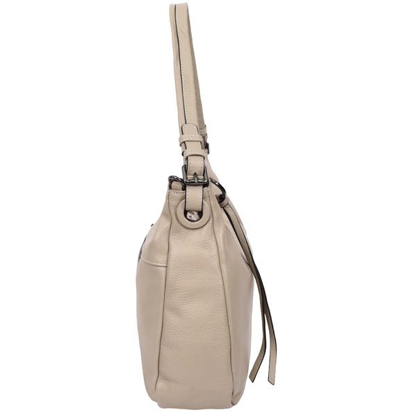 House Of Leather Womens Real Leather Hobo Style Handbag Diana Taupe
