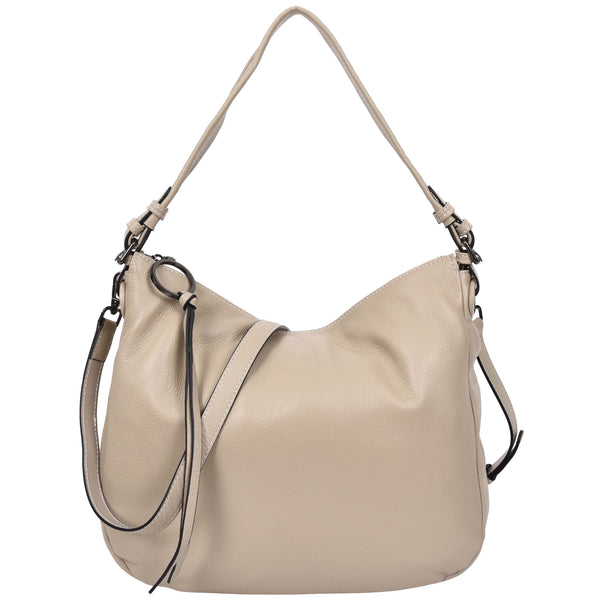 house of leather Womens Real Leather Hobo Style Handbag Diana Taupe