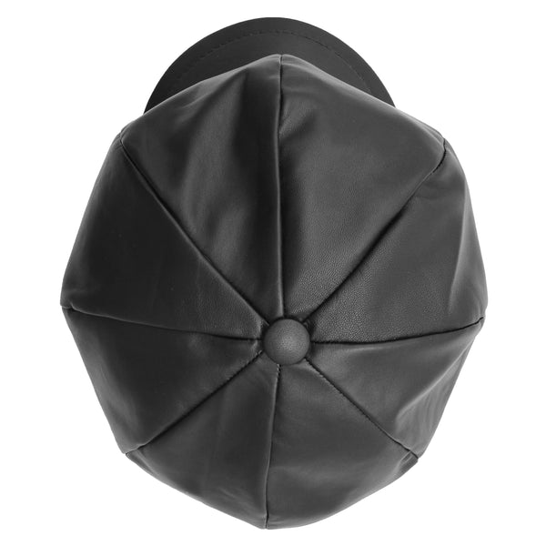 House Of Leather Womens Real Leather Peaked Beret Cap Ballon Black