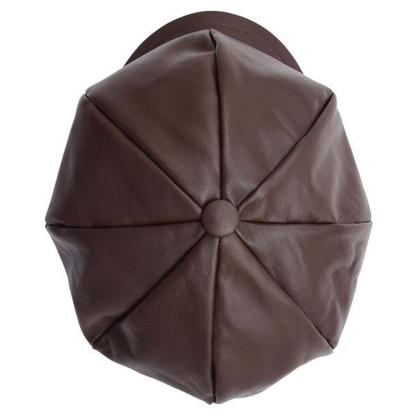 House Of Leather Womens Real Leather Peaked Beret Cap Ballon Brown