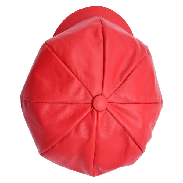 House Of Leather Womens Real Leather Peaked Beret Cap Ballon Red
