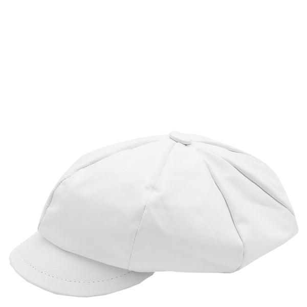 House Of Leather Womens Real Leather Peaked Beret Cap Ballon White