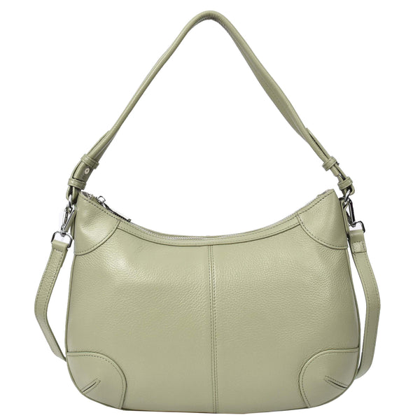 House Of Leather Womens Real Leather Shoulder Bag Classic Cross Body Design Josephine Mint Green