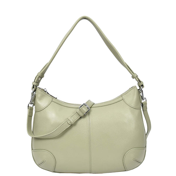 house of leather Womens Real Leather Shoulder Bag Classic Cross Body Design Josephine Mint Green