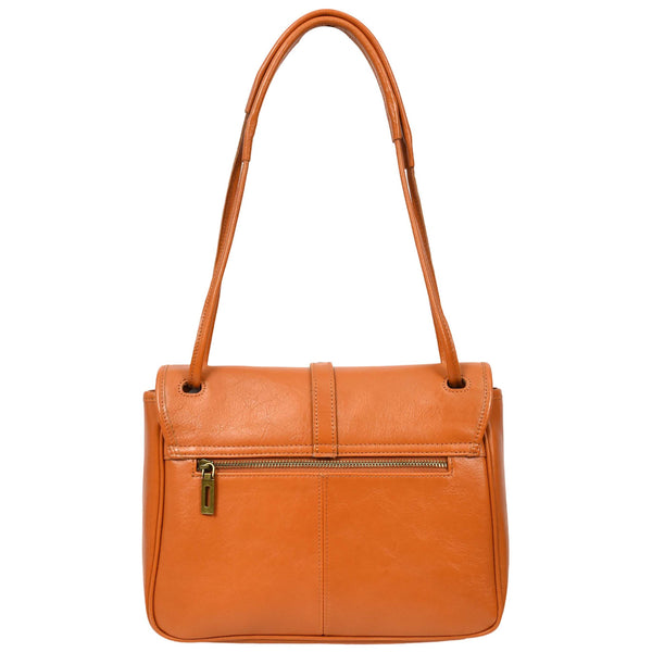 House Of Leather Womens Real Leather Shoulder Bag Classic Mid Size Handbag Simone Tan