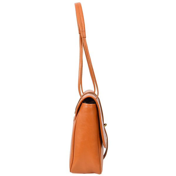 House Of Leather Womens Real Leather Shoulder Bag Classic Mid Size Handbag Simone Tan