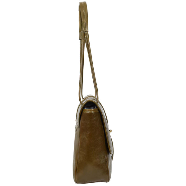House Of Leather Womens Real Leather Shoulder Bag Classic Mid Size Handbag Simone Olive Green