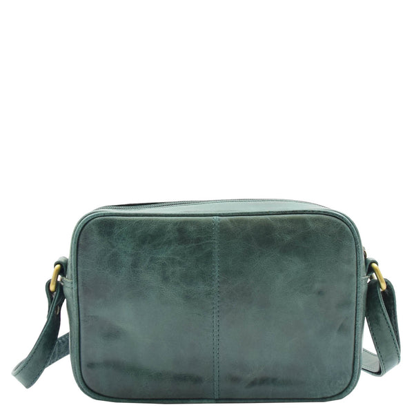 House Of Leather Womens Real Leather Small Cross Body Bag HOL361 Green