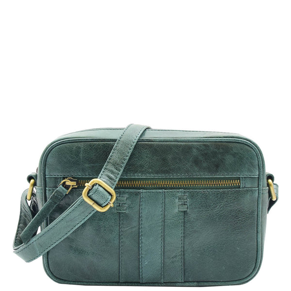 House Of Leather Womens Real Leather Small Cross Body Bag HOL361 Green