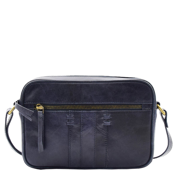 House Of Leather Womens Real Leather Small Cross Body Bag HOL361 Navy