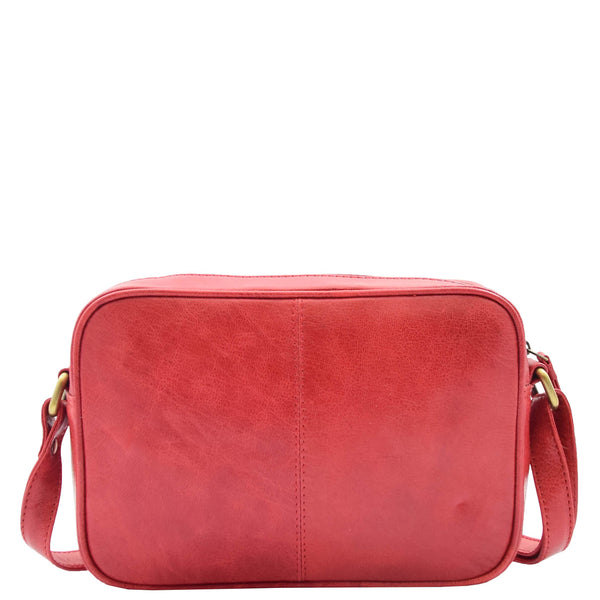 House Of Leather Womens Real Leather Small Cross Body Bag HOL361 Red