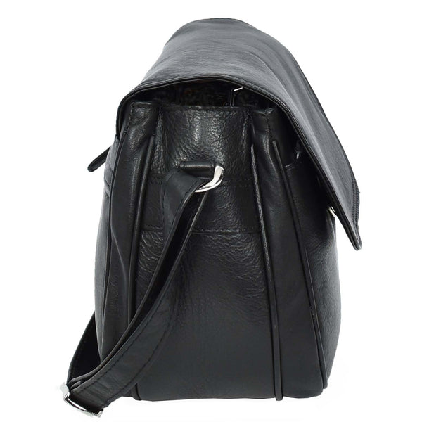 House Of Leather Womens Real Leather Small Crossbody Bag Classic Organiser Multi Pockets Kiera Black