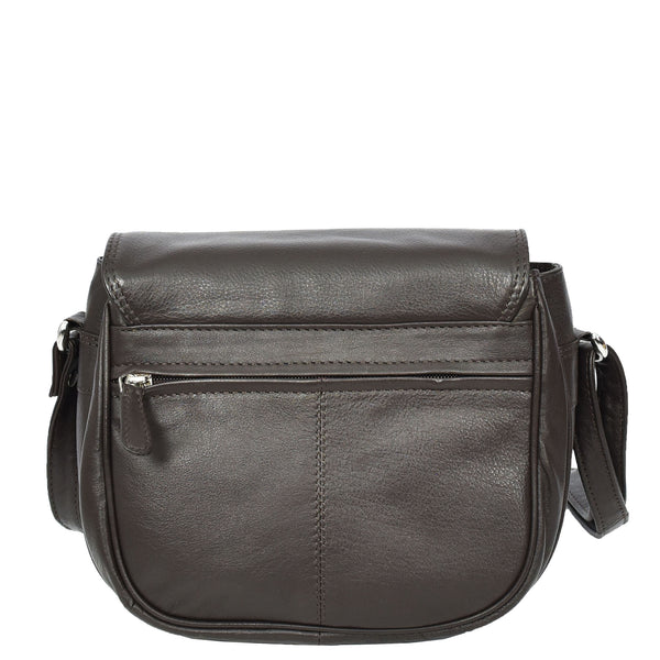 House Of Leather Womens Real Leather Small Crossbody Bag Classic Organiser Multi Pockets Kiera Brown