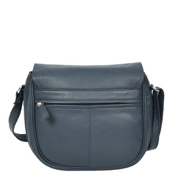 House Of Leather Womens Real Leather Small Crossbody Bag Classic Organiser Multi Pockets Kiera Navy