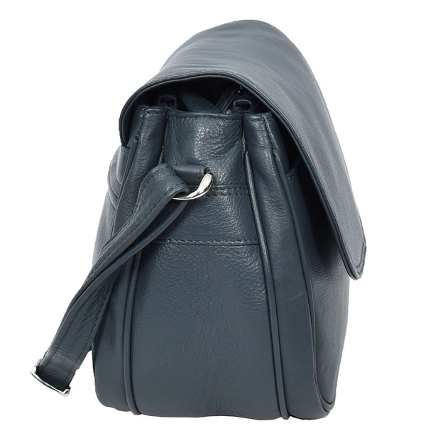 House Of Leather Womens Real Leather Small Crossbody Bag Classic Organiser Multi Pockets Kiera Navy