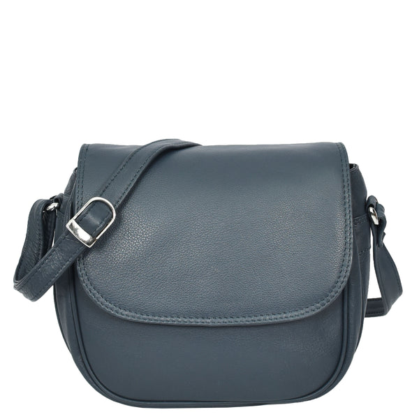 house of leather Womens Real Leather Small Crossbody Bag Classic Organiser Multi Pockets Kiera Navy