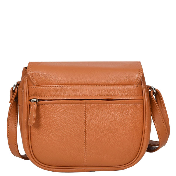 House Of Leather Womens Real Leather Small Crossbody Bag Classic Organiser Multi Pockets Kiera Tan