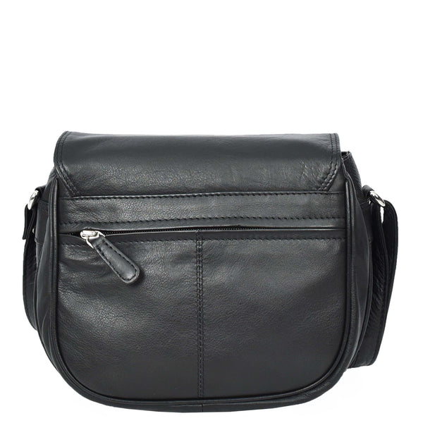 House Of Leather Womens Real Leather Small Crossbody Bag Classic Organiser Multi Pockets Kiera Black