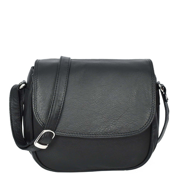 house of leather Womens Real Leather Small Crossbody Bag Classic Organiser Multi Pockets Kiera Black