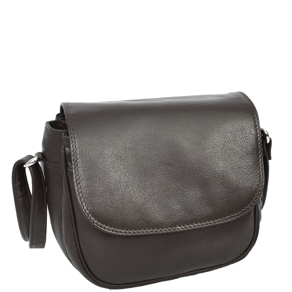 House Of Leather Womens Real Leather Small Crossbody Bag Classic Organiser Multi Pockets Kiera Brown