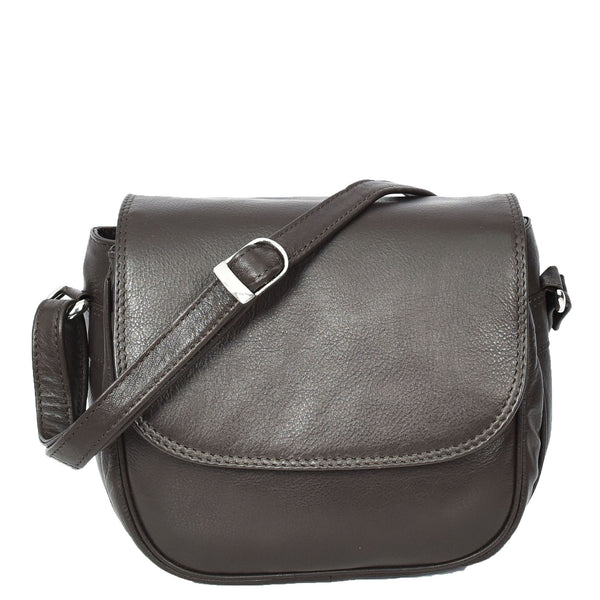 house of leather Womens Real Leather Small Crossbody Bag Classic Organiser Multi Pockets Kiera Brown