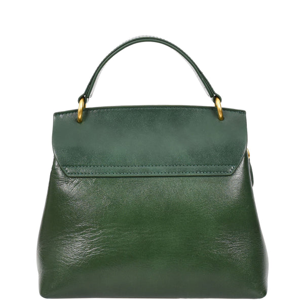House Of Leather Womens Real Leather Small Handbag Gabriella Green