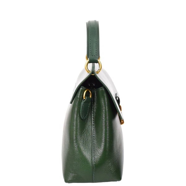 House Of Leather Womens Real Leather Small Handbag Gabriella Green