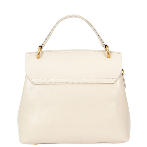 House Of Leather Womens Real Leather Small Handbag Gabriella White