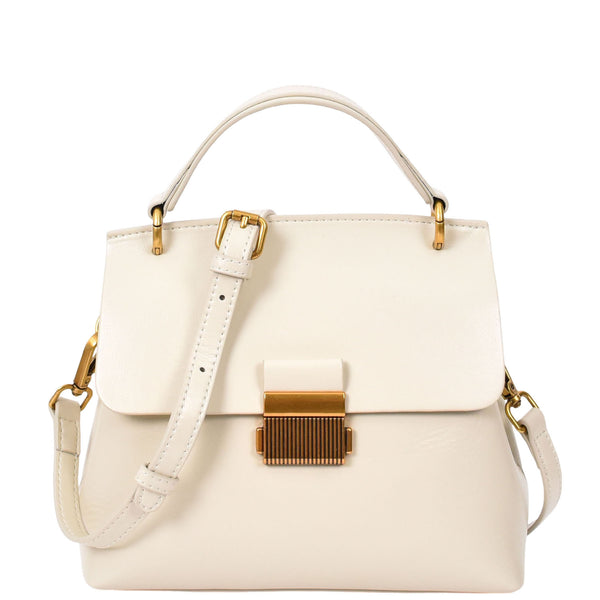 house of leather Womens Real Leather Small Handbag Gabriella White