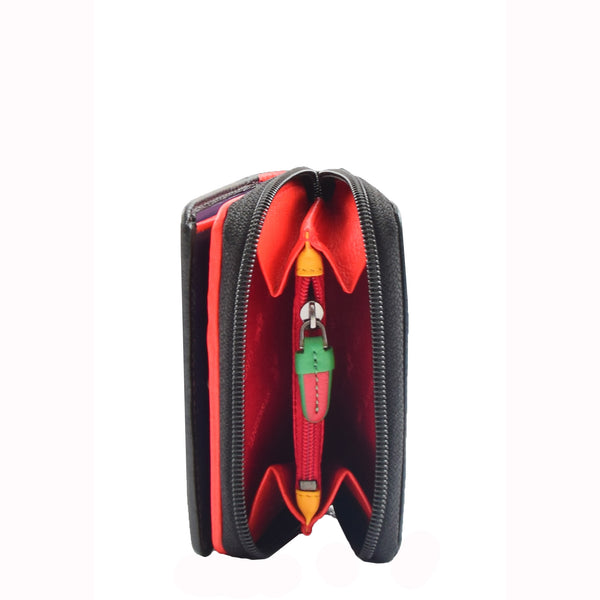 House Of Leather Womens Real Leather Small Love Heart Purse HOL606 Black