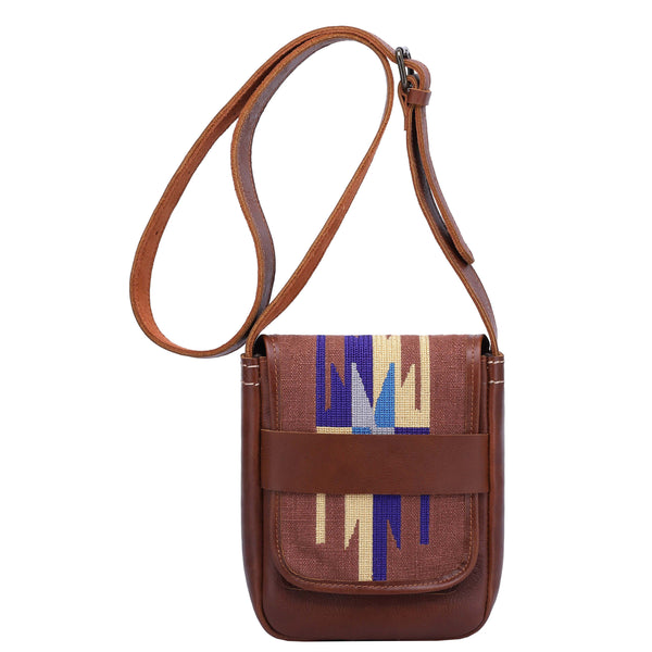 house of leather Womens Real Leather Small Sling Cross Body Bag Pouch H8008 Tan