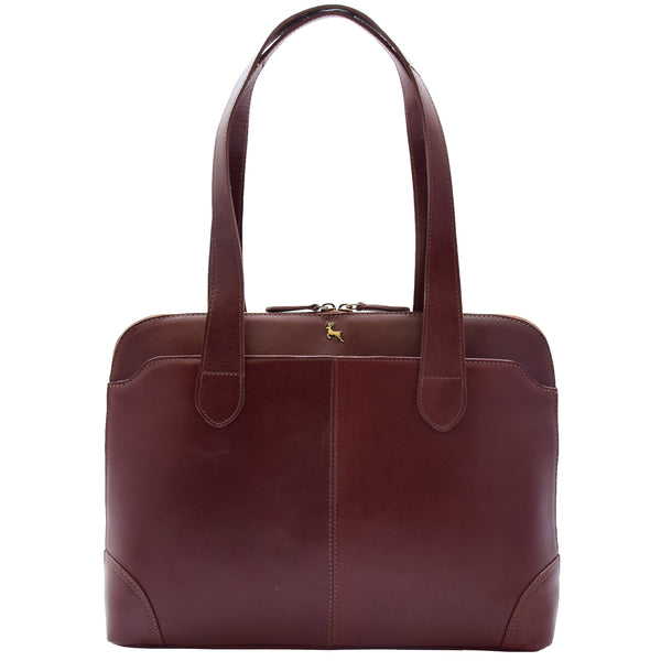 House Of Leather Womens Real Leather Smart Handbag Doctor Hobo Bag Chestnut Steph