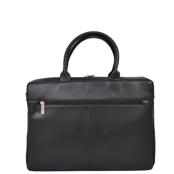 House Of Leather Womens Real Soft Leather Briefcase Wilma Black