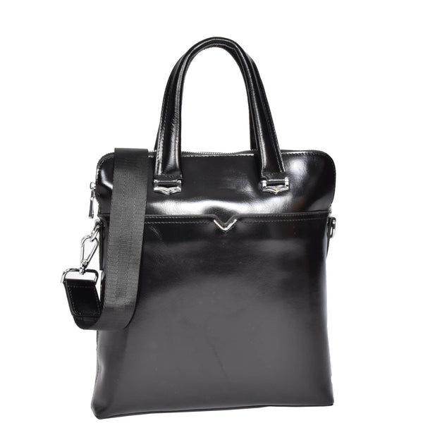 house of leather Womens Slimline Organiser Shoulder Bag H9811 Black