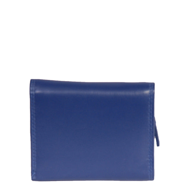 House Of Leather Womens Small Trifold Leather Purse Carmel Navy