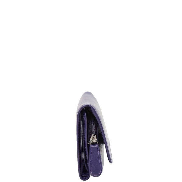 House Of Leather Womens Small Trifold Leather Purse Carmel Purple